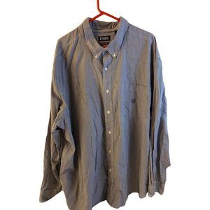 Chaps Easy Care LS Mens Button Shirt 4xb Blue White Checkered rn#41381 4xl